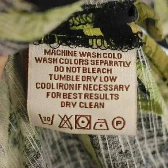 Three Palm Brand XXL 100% Silk black/green leaves button down - Picture 10 of 11